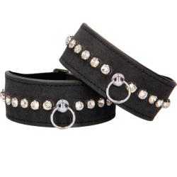 Ouch! Diamond Studded Ankle Cuffs, Black