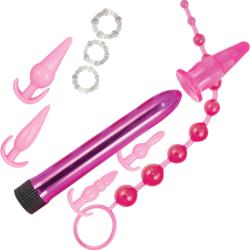 Pink Elite Collection Anal Play Kit, 10-Piece, Pink
