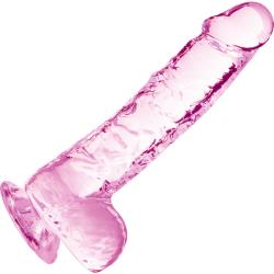 Naturally Yours Crystalline Dildo with Suction Cup, 6 Inch, Rose