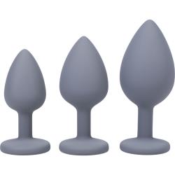A-Play Silicone Butt Plug 3 Piece Trainer Set, Gray
