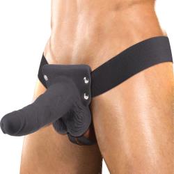 Erection Assistant Hollow Vibrating Strap-On, 6 Inch, Black
