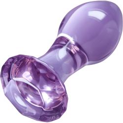 Crystal Gem Glass Anal Plug, 3.52 Inch, Purple