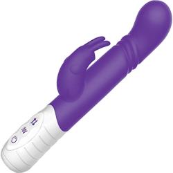 Rabbit Essentials Thrusting Slim Shaft Rabbit Vibrator, 9 Inch, Purple