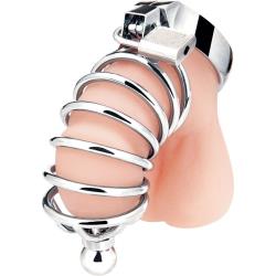 Blue Line Urethral Play Matal Cock Cage, Silver