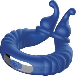Forto F-24 Textured Vibrating Cock Ring, 1.57 Inch, Blue