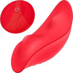Luv Inc Rechargeable Silicone Panty Vibrator with Remote Control, Red