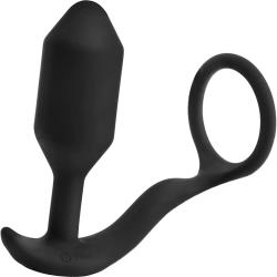 b-Vibe Vibrating Snug and Tug Weighted Plug with Penis Ring, 4.4.Inch, Black
