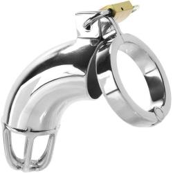 Rouge Stainless Steel Chastity Cock Cage with Padlock, Silver