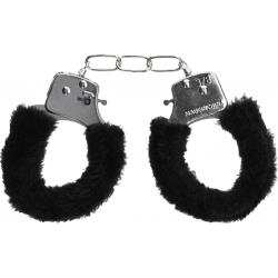 Ouch! Beginner`s Furry Wrist Cuffs with Quick Release Button, Black