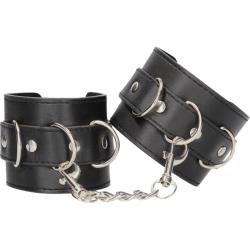 Ouch! Bonded Leather Hand or Ankle Cuffs with Adjustable Straps, Black