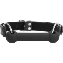 Ouch! Silicone Bit Gag with Adjustable Bonded Leather Straps, Black