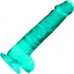 RealRock Crystal Clear Realistic Dildo with Balls, 8 Inch, Turquoise