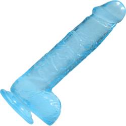 RealRock Crystal Clear Realistic Dildo with Balls, 6 Inch, Blue