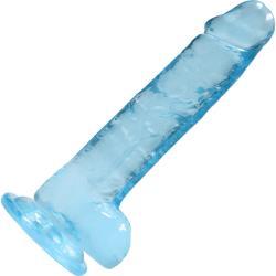 RealRock Crystal Clear Realistic Dildo with Balls, 7 Inch, Blue