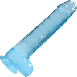 RealRock Crystal Clear Realistic Dildo with Balls, 9 Inch, Blue