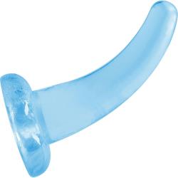 RealRock Crystal Clear Curved Dildo with Suction Cup, 5 Inch, Blue