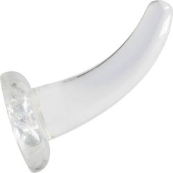 RealRock Crystal Clear Curved Dildo with Suction Cup, 5 Inch, Clear