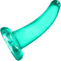 RealRock Crystal Clear Curved Dildo with Suction Cup, 5 Inch, Turquoise