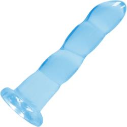 RealRock Crystal Clear Bulbous Tip Dildo with Suction Cup, 7 Inch, Blue