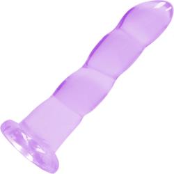 RealRock Crystal Clear Bulbous Tip Dildo with Suction Cup, 7 Inch, Purple