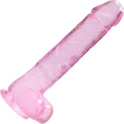 RealRock Crystal Clear Realistic Dildo with Balls, 10 Inch, Pink