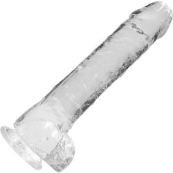 RealRock Crystal Clear Realistic Dildo with Balls, 10 Inch, Clear