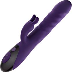 Evolved Rascally Rabbit Rechargeable Thrusting Vibrator, 9 Inch, Purple