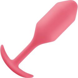 b-Vibe Snug Plug 2 Weighted Silicone Anal Toy, 4.1 Inch, Coral