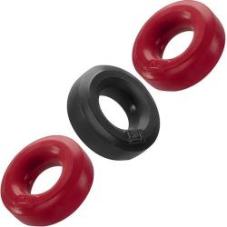 HunkyJunk HUJ 3-Pack Silicone Cockrings, 2 Inch, Cherry/Tar
