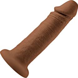 Evolved Girthy Silicone Rechargeable Vibro Dong, 6 Inch, Chocolate