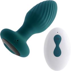 Playboy Spinning Tail Teaser Remote Controlled Anal Plug, 3.75 Inch, Salute Green