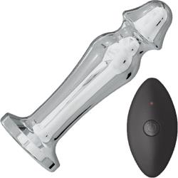 Ass-Sation Remote Control Vibrating Metal Plug, 4.25 inch, Silver Lover