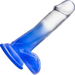 B Yours Stella Blue Dildo with Balls and Suction Cup, 6 Inch, Blue