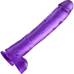 B Yours Plus Hefty n` Hung Dildo with Balls and Suction Cup, 14 Inch, Purple