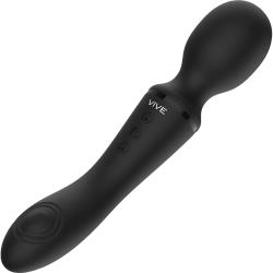Vive Enora Double-Ended Silicone Wand & Vibrator, 8.7 Inch, Black