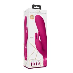 Vive CHOU Silicone Rabbit Vibrator with Interchangeable Clitoral Sleeves, 8.78 Inch, Pink