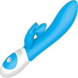 Rabbit Company Kissing Rabbit Silicone Vibrator with Clitoral Suction, 8 Inch, Blue