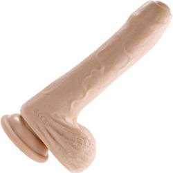 Evolved Peek A Boo Rechargeable Vibrating Silicone Uncircumcised Dildo, 8 Inch, Vanilla