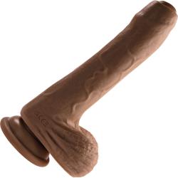 Evolved Peek A Boo Rechargeable Vibrating Silicone Uncircumcised Dildo, 8 Inch, Chocolate