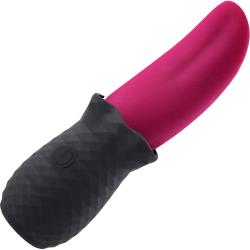 Selopa Tongue Teaser Rechargeable Silicone Vibrator, 6 Inch, Pink/Black