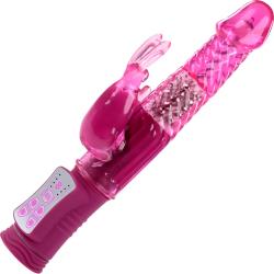 Selopa Rechargeable Bunny Vibrator with Beaded Shaft, 9 Inch, Pink
