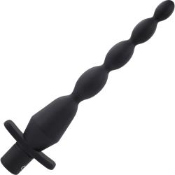 Selopa Vibrating Butt Beads Silicone Anal Probe, 8.75 Inch, Black