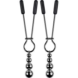 Selopa Beaded Stainless Steel Nipple Clamps, Black Chrome