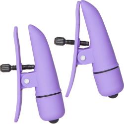 CalExotics Nipplettes Cordless Vibrating Nipple Clamps, Purple