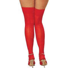 Dreamgirl Sheer Thigh High with Back Seam, Plus Size, Red