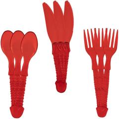 CalExotics Penis Party Utensils 8 Piece Place Setting, Red