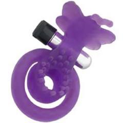 Xtreme Xtasy Dual Pleasure Vibrating Waterproof Silicone Cockring, Purple Butterfly