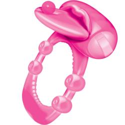 Hott Products Xtreme Vibes Pierced Tongue Silicone Cockring, Magenta