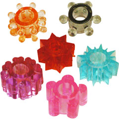 Hott Products Pleasure Stars Silicone Cockring Set, Assorted Colors