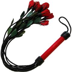 Ruff Doggie Red Rose Flog Her Leather Whip, 34 Inch